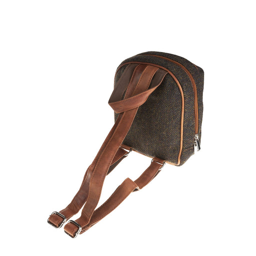 Ht Leather Small Backpack Dark Brown Barleycorn / Tan - Heritage Of Scotland - DARK BROWN BARLEYCORN / TAN