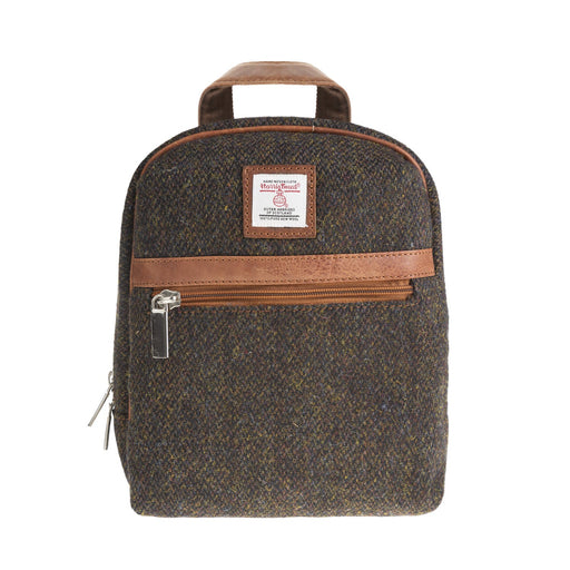 Ht Leather Small Backpack Dark Brown Barleycorn / Tan - Heritage Of Scotland - DARK BROWN BARLEYCORN / TAN
