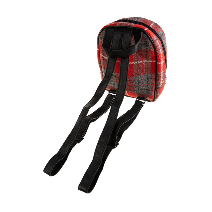 Ht Leather Small Backpack Red Check / Black - Heritage Of Scotland - RED CHECK / BLACK