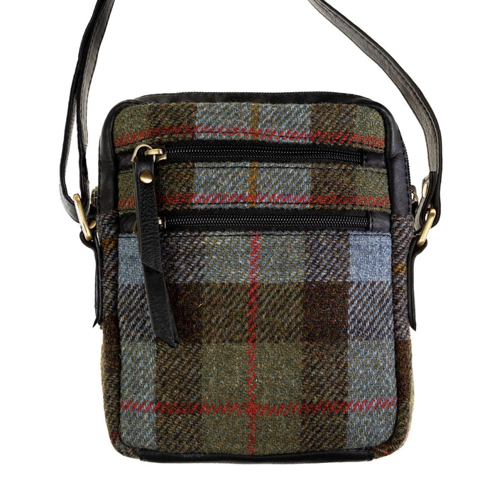 Ht Leather Small Ladies Cross Body Bag Lovat Check / Black - Heritage Of Scotland - LOVAT CHECK / BLACK