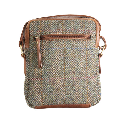 Ht Leather Small Ladies Cross Body Bag Lt Brown Check / Tan - Heritage Of Scotland - LT BROWN CHECK / TAN