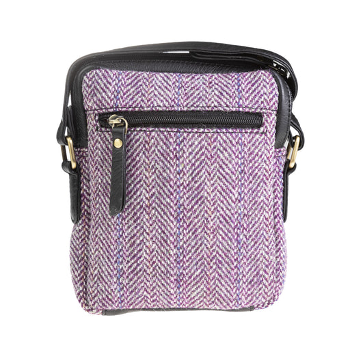 Ht Leather Small Ladies Cross Body Bag Plum Herringbone / Black - Heritage Of Scotland - PLUM HERRINGBONE / BLACK