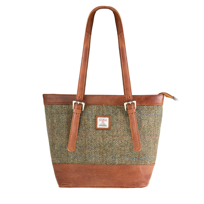 Ht Leather Tote Bag Lt Brown Check / Tan - Heritage Of Scotland - LT BROWN CHECK / TAN