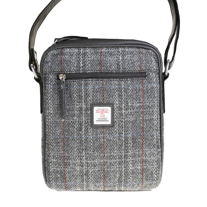 Ht Vegan Leather Crossbody Bag Grey & Red Check / Black - Heritage Of Scotland - GREY & RED CHECK / BLACK