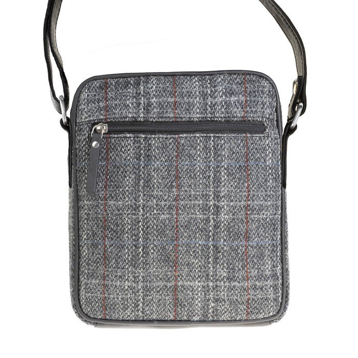 Ht Vegan Leather Crossbody Bag Grey & Red Check / Black - Heritage Of Scotland - GREY & RED CHECK / BLACK