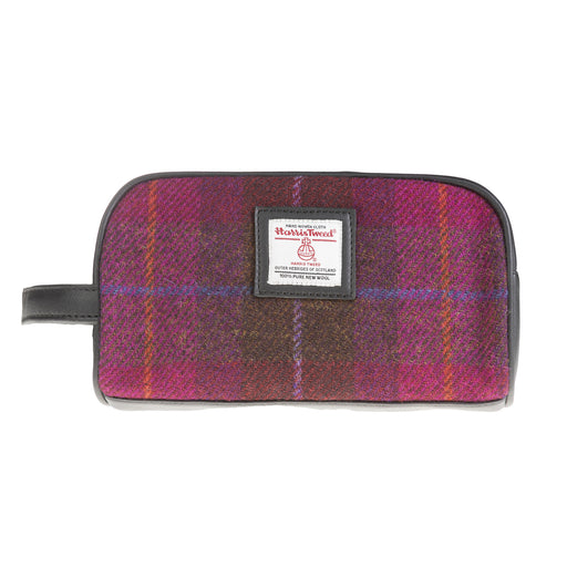 Ht Vegan Leather Wash Bag Cerise Check / Black - Heritage Of Scotland - CERISE CHECK / BLACK