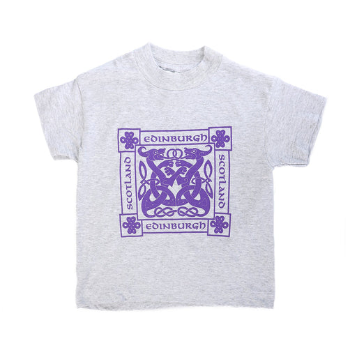 Kids Edinburgh Celtic Square T-Shirt Grey/Purple - Heritage Of Scotland - GREY/PURPLE