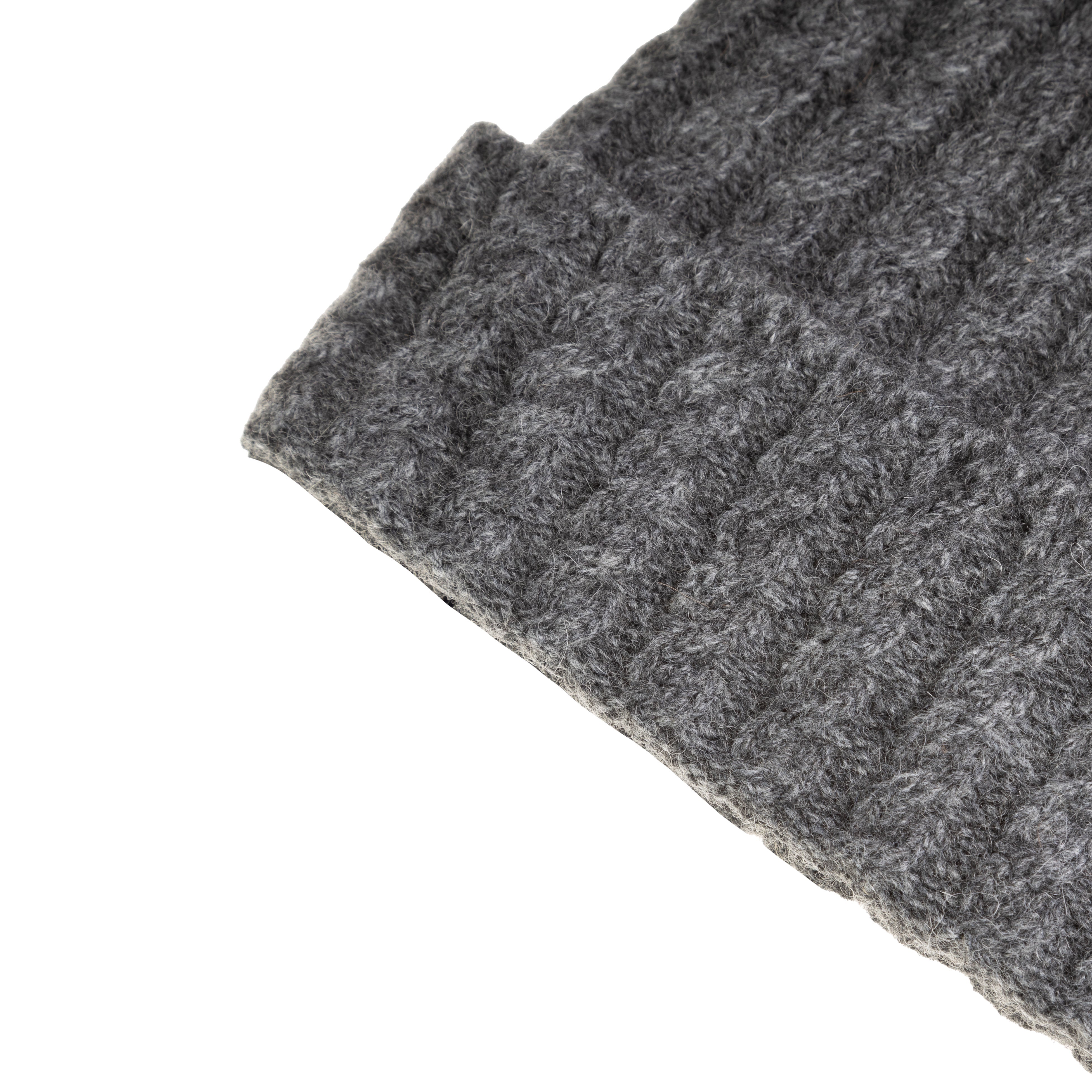 Ladies Cable Lambswool Mix Beanie Pom Charcoal - Heritage Of Scotland - CHARCOAL