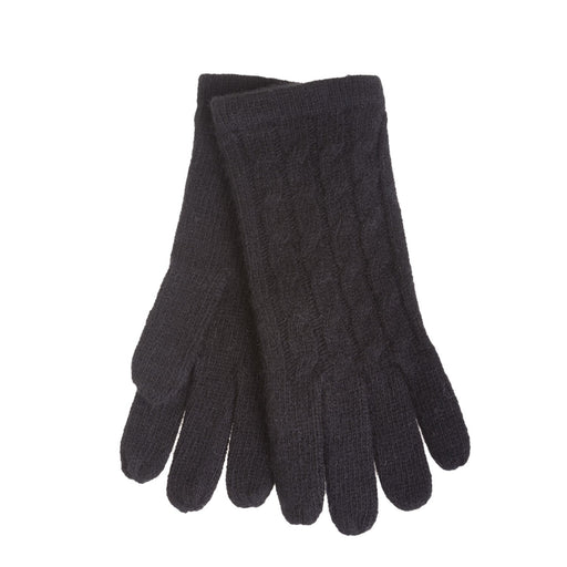 Ladies Cable Lambswool Mix Glove Black - Heritage Of Scotland - BLACK