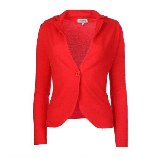 Ladies Cashmere Blazer Knit Cardigan Cardinal Red - Heritage Of Scotland - CARDINAL RED