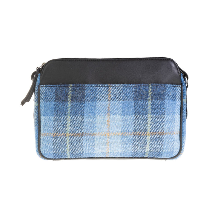 Ladies Ht Leather Body Bag Blue Check / Black - Heritage Of Scotland - BLUE CHECK / BLACK