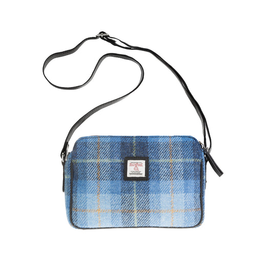 Ladies Ht Leather Body Bag Blue Check / Black - Heritage Of Scotland - BLUE CHECK / BLACK