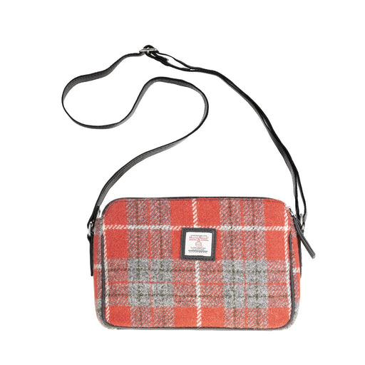 Ladies Ht Leather Body Bag Red Check / Black - Heritage Of Scotland - RED CHECK / BLACK