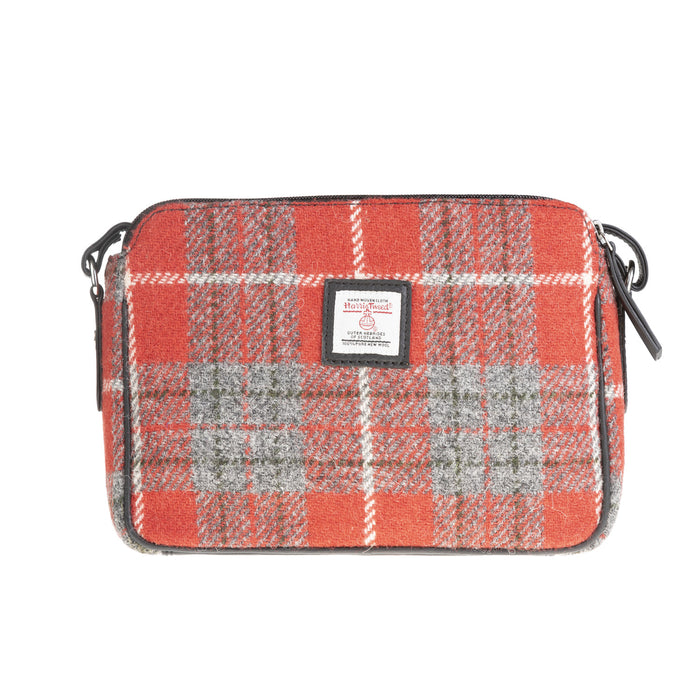 Ladies Ht Leather Body Bag Red Check / Black - Heritage Of Scotland - RED CHECK / BLACK