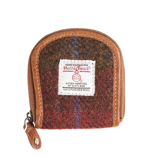 Ladies Ht Leather Coin Purse Red Check A / Tan - Heritage Of Scotland - RED CHECK A / TAN