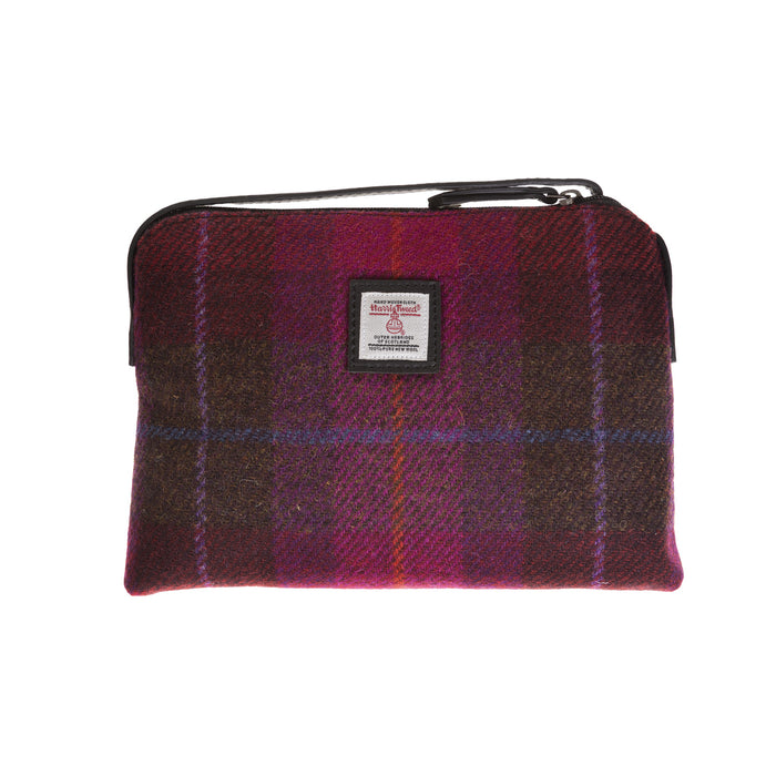 Ladies Ht Leather Cross Body Bag Cerise Check / Black - Heritage Of Scotland - CERISE CHECK / BLACK