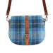 Ladies Ht Leather Flap Over Bag Blue Check / Tan - Heritage Of Scotland - BLUE CHECK / TAN