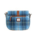 Ladies Ht Leather Flap Over Bag Blue Check / Tan - Heritage Of Scotland - BLUE CHECK / TAN