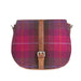 Ladies Ht Leather Flap Over Bag Cerise Check / Tan - Heritage Of Scotland - CERISE CHECK / TAN