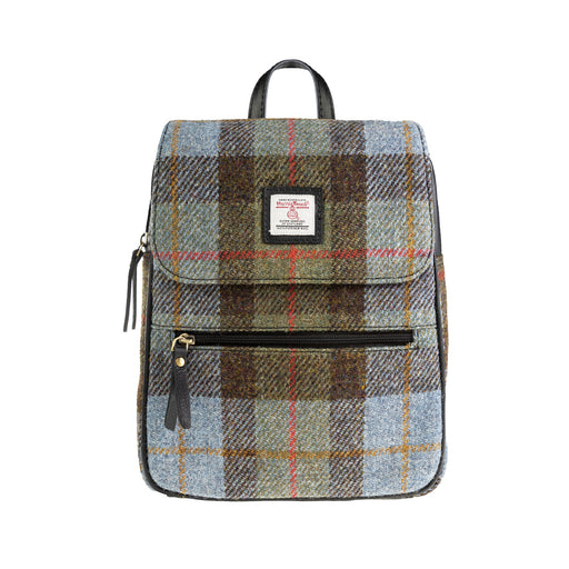 Ladies Ht Leather Foldover Backpack Lovat Check / Black - Heritage Of Scotland - LOVAT CHECK / BLACK