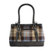 Ladies Ht Leather Hand Bag Blue & Brown Check / Black - Heritage Of Scotland - BLUE & BROWN CHECK / BLACK