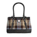 Ladies Ht Leather Hand Bag Blue & Brown Check / Black - Heritage Of Scotland - BLUE & BROWN CHECK / BLACK