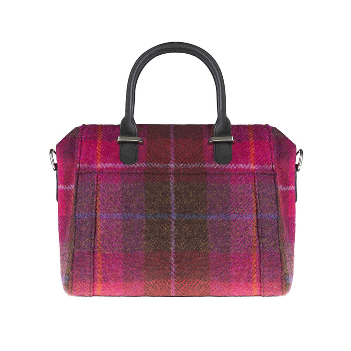 Ladies Ht Leather Hand Bag Cerise Check / Black - Heritage Of Scotland - CERISE CHECK / BLACK