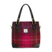 Ladies Ht Leather Hand Bag Cerise Check / Black - Heritage Of Scotland - CERISE CHECK / BLACK