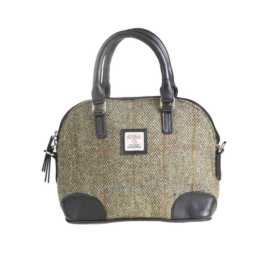Ladies Ht Leather Hand Bag Lt Brown Check / Black - Heritage Of Scotland - LT BROWN CHECK / BLACK