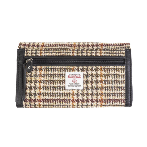 Ladies Ht Leather Long Purse Tan & Brown Dogtooth / Black - Heritage Of Scotland - TAN & BROWN DOGTOOTH / BLACK