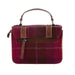 Ladies Ht Leather Mini Satchel Cerise Check / Tan - Heritage Of Scotland - CERISE CHECK / TAN