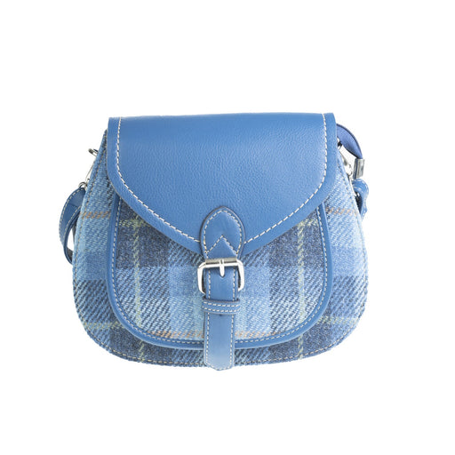 Ladies Ht Leather Shoulder Bag Blue Check / Blue - Heritage Of Scotland - BLUE CHECK / BLUE