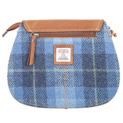 Ladies Ht Leather Shoulder Bag Blue Check / Tan - Heritage Of Scotland - BLUE CHECK / TAN