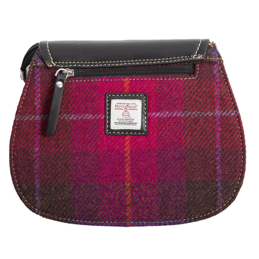 Ladies Ht Leather Shoulder Bag Cerise Check / Black - Heritage Of Scotland - CERISE CHECK / BLACK