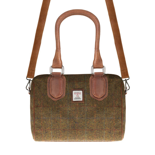 Ladies Ht Leather Small Handbag Autumn Brown Check / Tan - Heritage Of Scotland - AUTUMN BROWN CHECK / TAN