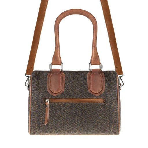 Ladies Ht Leather Small Handbag Dark Brown Barleycorn / Tan - Heritage Of Scotland - DARK BROWN BARLEYCORN / TAN