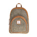 Ladies Ht Leather Zipped Backpack Brown Herringbone / Tan - Heritage Of Scotland - BROWN HERRINGBONE / TAN