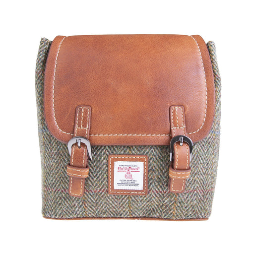 Ladies Ht Small Leather Backpack Lt Brown Check / Tan - Heritage Of Scotland - LT BROWN CHECK / TAN