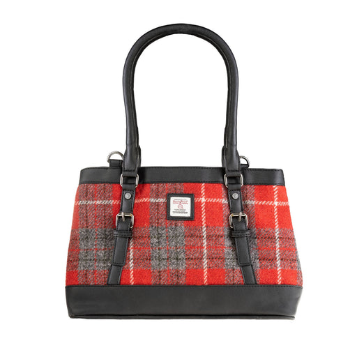 Ladies Ht Vegan Leather Hand Bag Red Check / Black - Heritage Of Scotland - RED CHECK / BLACK