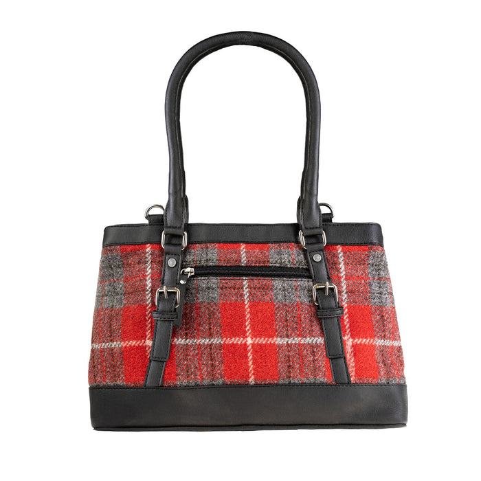 Ladies Ht Vegan Leather Hand Bag Red Check / Black - Heritage Of Scotland - RED CHECK / BLACK