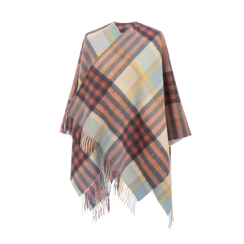 Ladies Mini Lambswool Cape Chequer Tartan - Pastel Pink (One Size) - Heritage Of Scotland - CHEQUER TARTAN - PASTEL PINK