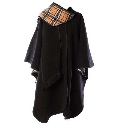 Ladies Wool Blend Reversible Cape Black - Heritage Of Scotland - BLACK