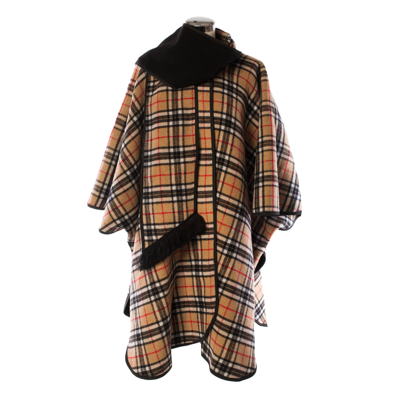 Ladies Wool Blend Reversible Cape Black - Heritage Of Scotland - BLACK