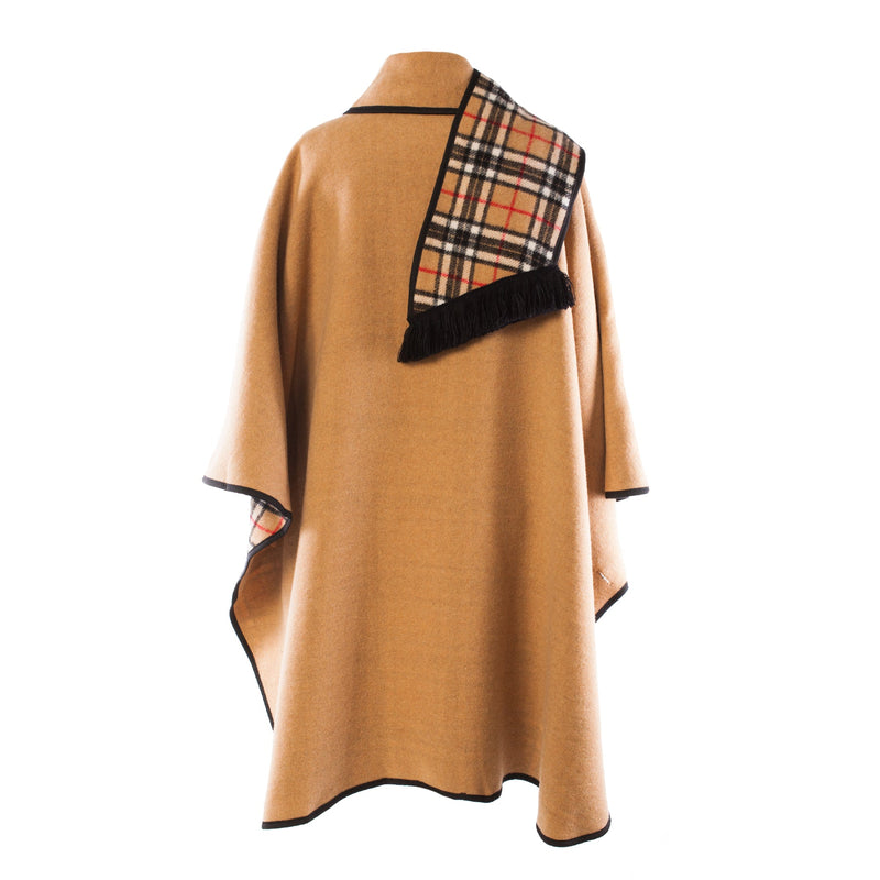 Ladies Wool Blend Reversible Cape Camel - Heritage Of Scotland - CAMEL
