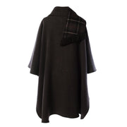 Ladies Wool Blend Reversible Cape Charcoal - Heritage Of Scotland - CHARCOAL