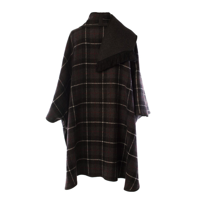 Ladies Wool Blend Reversible Cape Charcoal - Heritage Of Scotland - CHARCOAL