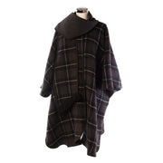 Ladies Wool Blend Reversible Cape Charcoal - Heritage Of Scotland - CHARCOAL