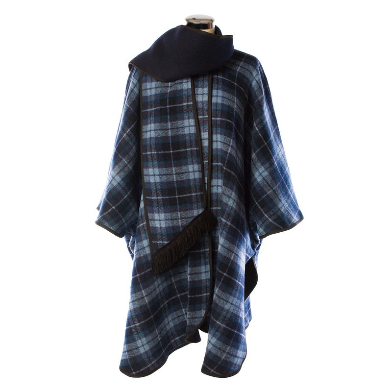 Ladies Wool Blend Reversible Cape Navy - Heritage Of Scotland - NAVY