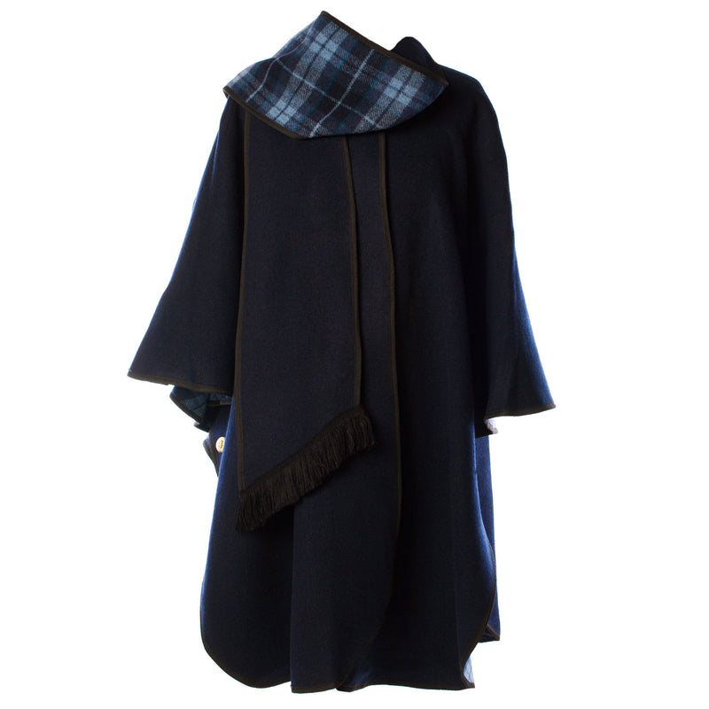 Ladies Wool Blend Reversible Cape Navy - Heritage Of Scotland - NAVY