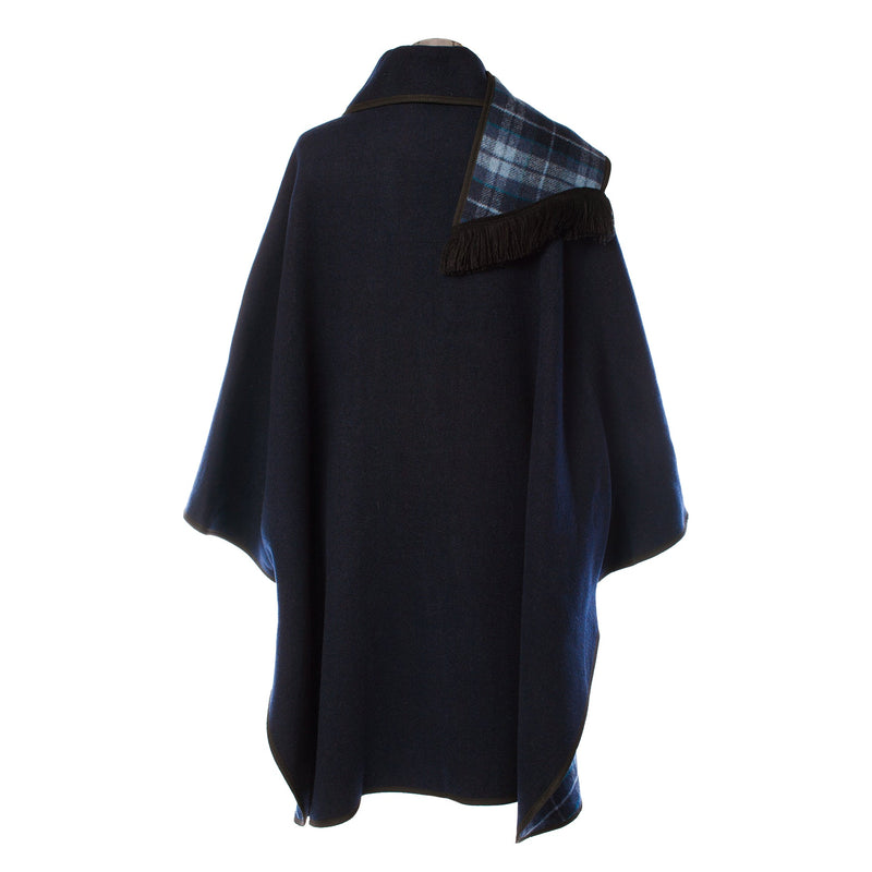 Ladies Wool Blend Reversible Cape Navy - Heritage Of Scotland - NAVY